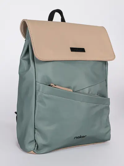 Рюкзак зеленого цвета с передним карманом на скошенной молнии